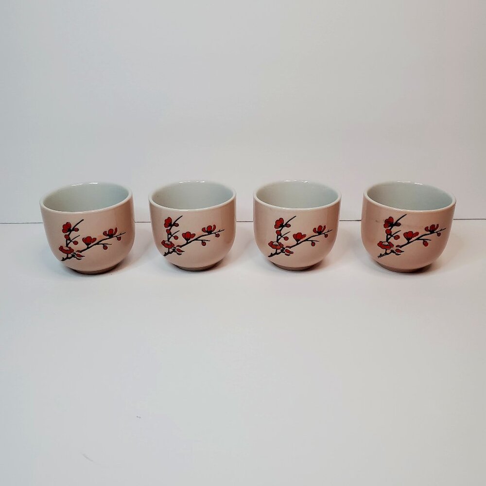 Four Teaopia Tea Cups - Pink with Floral Design